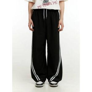 กางเกงวอร์มทรงตรงสไตล์วินเทจ ยูนิเซ็กซ์ ทรงหลวม ใส่สบาย ผ้าฝ้าย ทรงขาบาน กางเกงวอร์มลายทางสำหรับผู้ชาย - Product Image 1