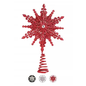 Traditions de Noël OEM ODM 8 pouces rouge scintillant filigrane étoile de Noël arbre Topper étoile/ornements de décoration intérieure (rouge)