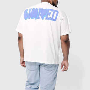 เสื้อยืดทรงปกติ คุณภาพสูง ผ้าคอตตอนเทอร์รี่ 100% สำหรับผู้ชาย MOQ ต่ำ ไซส์ใหญ่ รับสกรีนโลโก้แบบพัฟ พิมพ์ลายตามสั่ง ทรงไหล่ตก - Product Image 3