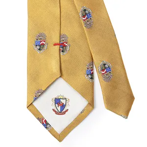 China Necktie Supplier Custom Wholesale Fraternities Sororities Embroidered Logos Gold Delta Tau Delta Silk Neck Tie For Men