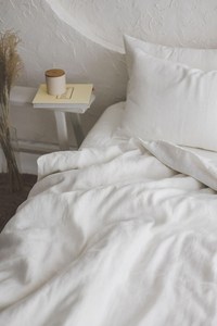 Natural Comforter Cover Handcrafted White Linen <b>Bedding</b> <b>Set</b>-3-Piece Soft Washed Linen Duvet for King Twin Sizes for Weddings - Product Image 6
