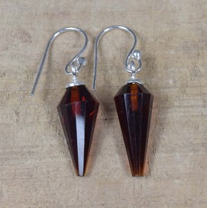 925 <b>Sterling</b> <b>Silver</b> Garnet Quartz <b>Earrings</b> Faceted Drop Handmade Jewelry with Gold Plating January Birthstone Gift for <b>Christmas</b> - Product Image 1
