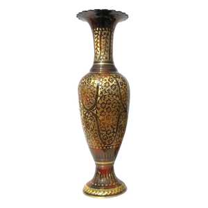 High Quality Decorative Brass Flower <b>Vase</b> With <b>Engraving</b> Gold And Black Paint Finished For Home Decor - Product Image 3
