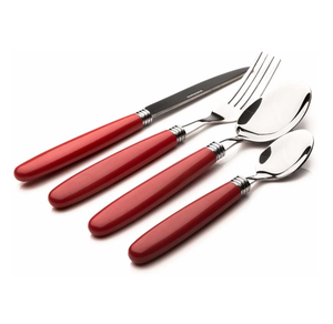 Juegos de cubiertos con logotipo personalizado, increíbles cuchillos con mango rojo martillado y cuchara, tenedor, juego de cubiertos pulidos plateados - Product Image 1