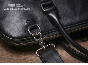 Classic Leather Laptop Messenger Korean Protective Portable Shoulder Travel Bag Durable Zipper Closure - Product Image 6