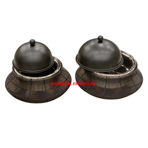 Calentador de alimentos de metal acabado mate diseñador venta al por mayor de lujo nuevo metal Hotpot forma redonda decorativa cazuela de metal de lujo - Product Image 3
