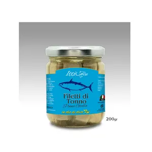 Hot Sales 100% Yellow Fin Tuna Fish Fillets in Olive Oil in Glass Jar 200 gr, handmade tuna processing