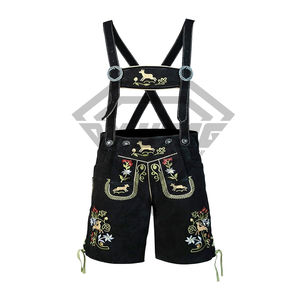 Short en cuir bavarois de qualité supérieure pour homme, style classique, décoration unie avec boutons embossés, longueur genou, rue moyenne - Product Image 1