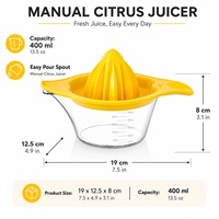 Presse-agrumes manuel en plastique PP avec tasse doseuse, outils pour légumes, compatible lave-vaisselle, facile à nettoyer, bec verseur facile, ustensile de cuisine