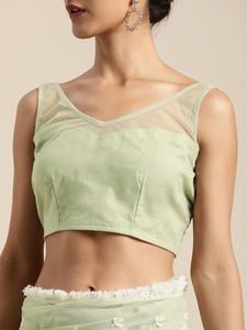 2022 dernière conception chaude femmes broderie travail Saree Blouse Unique à la mode fête porter des mariages lourd Net ethnique cousu - Product Image 5