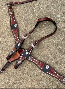 Bride de cheval de qualité militaire en cuir de crocodile et collier de poitrine ensemble résistant au feu pour les conditions extrêmes - Product Image 2