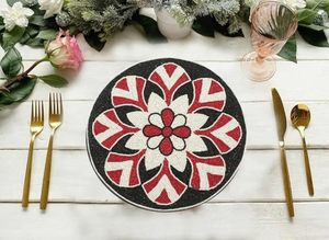 Handcrafted <b>Round</b> Beaded <b>Placemats</b> for Dining Table Wedding Christmas Decoration Family Gathering Parties - Product Image 4