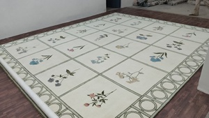 Tapis de haute Antique 8x11 pêche ivoire fait à la main Oushak tapis de prière de luxe maison zone tapis ensemble pour la décoration de salon - Product Image 3