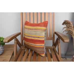 Multicolor Wool Kilim <b>18x18</b> Inch Rustic Accent Pillow Woven Vintage Fluffy Leaves Pattern Decorative Cushion - Product Image 3