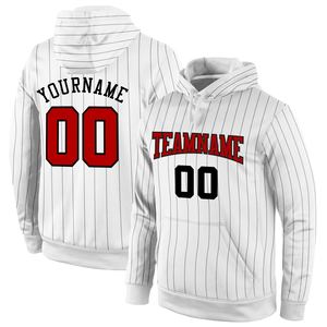 High Quality Custom Stitched White Black Pinstripe <b>Red</b>-Black Sports Pullover Sweatshirt <b>Hoodie</b> - Product Image 1