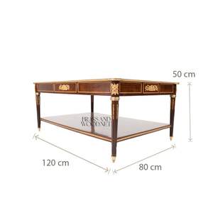 Mesa de Centro Rectangular de Madera de Lujo con Incrustaciones Florales y Detalles en Latón Dorado para Decoración Clásica de Sala de Estar - Product Image 4