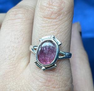 925 Sterling <b>Silver</b> Watermelon Tourmaline Ring Dainty Multi Tourmaline Wedding Engagement or Party Accessory for Women - Product Image 3