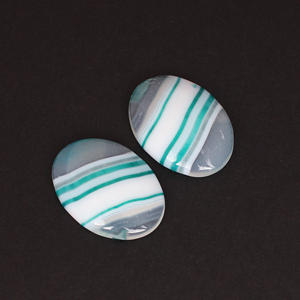 Pierre précieuse en vrac, agate bleue en dentelle, cabochon ovale, pierre précieuse pour la fabrication de bijoux, bagues, boucles d'oreilles, pierre précieuse artisanale pour bijoux - Product Image 2