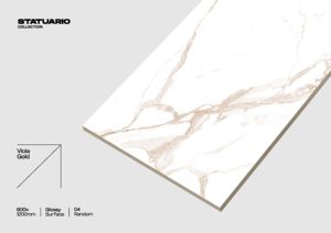 Statuario Moderne 600x1200mm Finition Brillante Carreaux Vitrifiés en Porcelaine Accents pour les Intérieurs de Mur de Sol dans les Maisons Bureaux GVT PGVT - Product Image 4