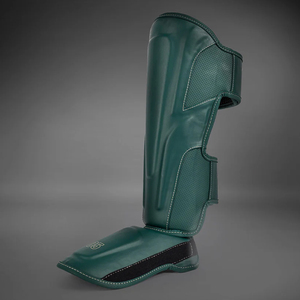 Green Color PU Leather OEM Service Best Supplier With Own Logo Durable Lightweight Boxing <b>MMA</b> <b>Shin</b> <b>Guards</b> - Product Image 3