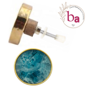 Artisanat vert résine bois laiton tiroir porte armoire boutons de placard et poignée de traction [HBRMW 243] - Product Image 2