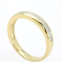 Cincin Berlian Asli Potongan Brilian 0.14ct Berlapis Rhodium Kuning 18K yang Dapat Disesuaikan, Buatan Khusus untuk Wanita, Pasangan, Ulang Tahun, Pertunangan