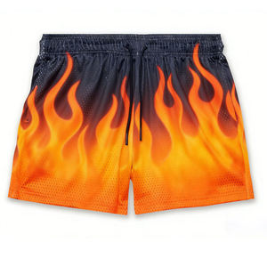 Shorts de bain pour homme, bleus, imprimé dessin animé, taille mi-haute, élastique, séchage rapide, décontractés, tricotés, 100% polyester - Product Image 5
