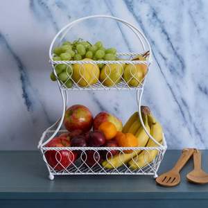 Panier à fruits en fil métallique, vente en gros d'usine, durable, revêtement en poudre, bol à fruits en fer, support de rangement multifonctionnel pour la cuisine, bol à fruits - Product Image 4