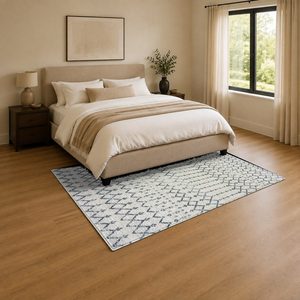 Tapis de salon en chenille gris argenté, imprimé numérique tribal bohème, lavable en machine, antidérapant, vente en gros RUGS DEPOT LXDP-0107 - Product Image 3