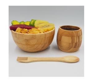 Bols en bambou ronds en bois du Vietnam avec couvercle cuillère et fourchettes pour la maison restaurant mariage-cadeau de vaisselle du Vietnam - Product Image 2