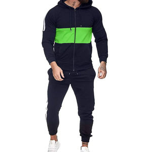 Ropa en stock con logotipo personalizado para hombre, chándales de color sólido para correr, conjuntos con capucha para hombre, chándal - Product Image 5