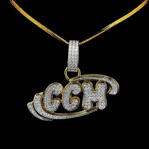 Collar Personalizado con Letra CCH para Hombre, Oro Blanco Personalizado, Plata de Ley 925, Diamante Moissanita VVS, Joyería Hip Hop de Alta Gama para Fiestas, GIA - Product Image 2
