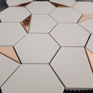 Natura Blend Mosaic Carreau de mosaïque en céramique hexagonale de 73mm PVD mat pour applications intérieures Bureaux et salles d'exposition - Product Image 5