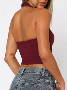 Ropa deportiva de verano personalizada para mujer, camiseta sin mangas para gimnasio para mujer, Top corto con cuello Halter de verano para mujer, bonito verano - Product Image 4
