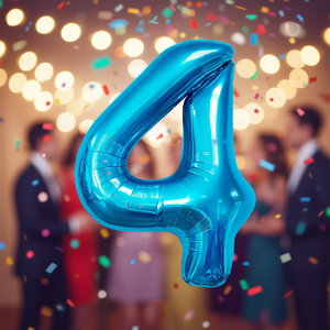 Palloncino Foil Numero 4 Blu 100cm per Feste, Riempibile con Elio, Decorazione per Feste - Product Image 3