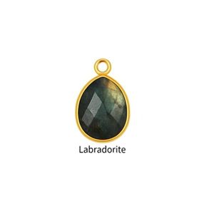 Pendentif ovale en labradorite à facettes fait main breloque pierre de naissance en laiton plaqué or rose février mois de naissance bijoux cadeau - Product Image 1