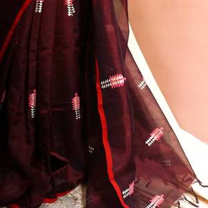 Saree en soie georgette pure et douce du fournisseur indien à impression numérique vêtements de fête de mariage avec travail manuel Zardozi travail pour les occasions - Product Image 5