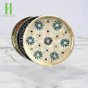 Accrocheur nacre incrustation plateau laque Ramadan plateau de service chargeur assiettes OEM variété de modèles décor personnalisé - Product Image 3