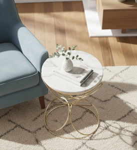 Gold Plated Iron Side Table with Marble or Glass Top | Luxury Accent Table for Living Room Hotel & <b>Home</b> <b>Decor</b> - Product Image 4