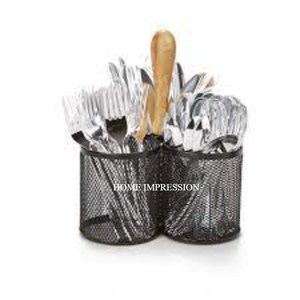 Galvanized Caddy Round Shape <b>Kitchen</b> <b>Utensil</b> Standard Grade Caddy Serve Ware Cutlery <b>Holder</b> for Hotel & Restaurant Supplies - Product Image 2