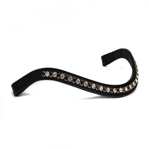 Bande de sourcils avec cristaux de cuivre et de pierres blanches bande de front de cheval en cuir de qualité supérieure en forme de vague décorative avec boucles cousues - Product Image 3