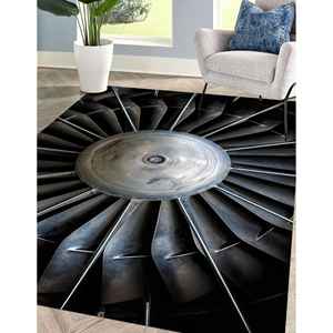 พรมลายกังหันอากาศยาน - พรมพิมพ์ลายดีไซน์ทันสมัย พรมบางแบบไม่ทอ - Product Image 2