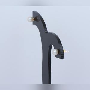 Elegant and Dainty Gold-Plated <b>Fine</b> <b>Stud</b> <b>Earrings</b> Bezel Setting Pearl Inlay for Anniversaries and Parties - Product Image 3