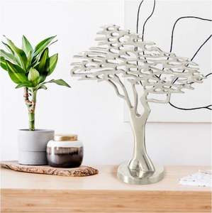 Sculpture en aluminium argentée en forme d'arbre pour la décoration de la maison, décoration de table, hôtel de luxe, restaurant, fabrication en Inde, quantité en gros - Product Image 4