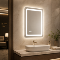 Kingstin Miroir Bain LED sur Mesure Miroir Intelligent Rétroéclairé, Miroir Maquillage Anti-Buée Bluetooth Horloge
