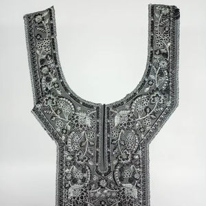 Majestic Net Tissu Indien Porter Robe Saree Kurti Blouse Tailleur Élégant Patchs De Broderie À Paillettes avec Col De Cou Fabriqué À La Main - Product Image 1