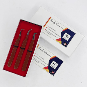 Pince à épiler professionnelle d'extension de cils en acier inoxydable couleur brun foncé avec pointes argentées outil de beauté durable - Product Image 4