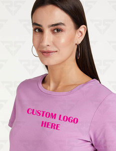 T-shirt en coton à col rond Preneum pour femmes Logo imprimé Service OEM Vente en gros T-shirt de symbole de couleurs personnalisées - Product Image 4