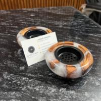 Brûleur d'encens Bakhoor artisanal en bois de santal indien et résine époxy, motif étoile d'anis, écologique, durable, décoratif, porte-encens arabe, cadeau pour la maison