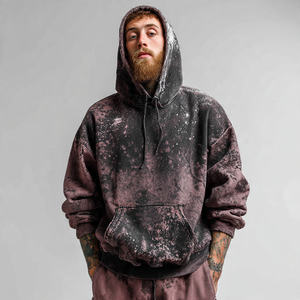 Men's Drop Shoulder Acid Washed Embroidered Digital Printing <b>Vintage</b> Winter Oversized Fleece Hoodie - Product Image 6
